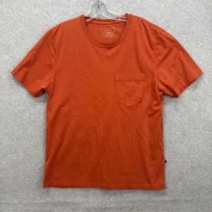 Billy Reid T Shirt Mens Medium Orange Garment Dyed Pima Cotton Pocket Crew Tee